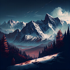 Wall Mural - sunrise in the mountains