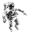 Hand drawn halftone astronaut. Space vector design element.