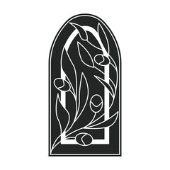 Wall Mural - Glass vector black icon. Vector illustration glass window on white background. Isolated black illustration icon of window church.