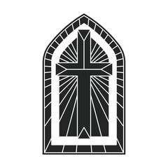 Wall Mural - Glass vector black icon. Vector illustration glass window on white background. Isolated black illustration icon of window church.