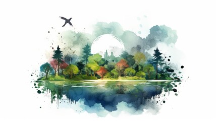 Wall Mural - world environment day june 5 watercolor style Generative AI