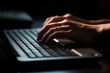 © Margo_Alexa - Close-up of female hands writing on a laptop. working on a modern wireless laptop .the concept of professional use of applications .Generative AI