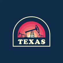 Texas Oil Vintage Logo Vector Concept, Icon, Element, And Template For Company. Travel, Explore, Adventure Logo.