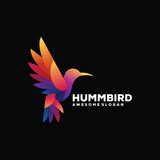 Fototapeta Do pokoju - humming bird gradient colorful logo