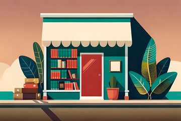 Wall Mural - banner for a bookstore featuring a stack of books