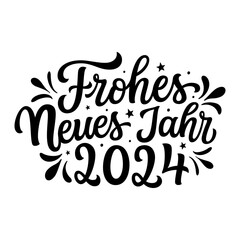 Wall Mural - Happy New year 2024 in german. Hand lettering