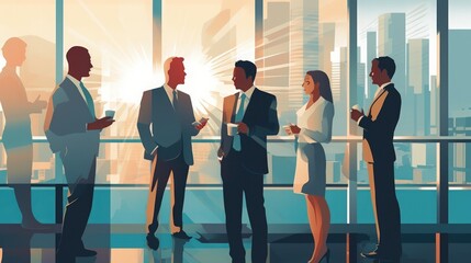 Wall Mural - Group of people dicussing business. AI generated