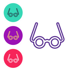 Wall Mural - Set line Glasses icon isolated on white background. Eyeglass frame symbol. Set icons colorful. Vector