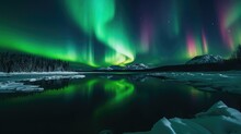 Witness The Ethereal Magic Of The Aurora Borealis Illuminating The Night Sky, Captured In Magnificent 8K Resolution. Generated By AI.