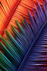 Leinwandbilder - A minimalist graphic design of abstract palm leaves in a repetitive pattern, creating a visually striking and soothing effect.  Generative AI technology.
