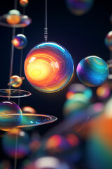 Aufkleber - A digital composition of abstract objects floating in space, creating a surreal and ethereal atmosphere.  Generative AI technology.