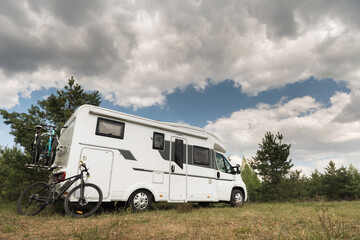 Wall Mural - a vacation trip in a motorhome, a rest in a van