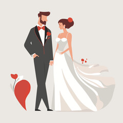 Wall Mural - Man and woman wedding vector isolated
