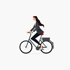 Wall Mural - Woman in a suit riding bicycle vector isolated