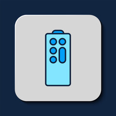 Canvas Print - Filled outline Remote control icon isolated on blue background. Vector