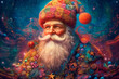 © graja - Santa Claus with unusual clothing in a surreal Chrismas wonderland. AI generated.