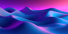 Generative AI illustration of abstract background of smooth and wavy sand dunes with blue and pink color effect