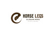 vector horse hoof heel shape letter E or C for logo design of horse shoe care or service