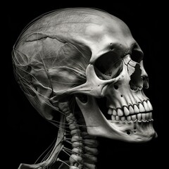 anatomy human structure. highly detailed human skull. human bones. medicine concept. generative ai t