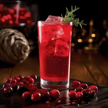 Cranberry Juice In Glass Generative Ai