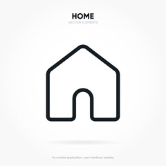 Poster - Minimal modern home, homepage, base, main page, house push button icon emblem symbol, sign. 3d blue home icon. Mobile app icons. Device UI UX mockup. Isolated vector elements.