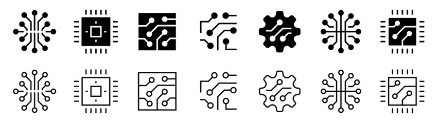 Wall Mural - circuit board & chip icon. electronic circuit flat and line icons set. electronic, processor, chip s