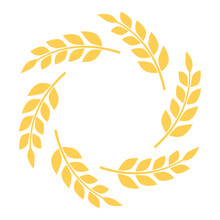 Wheat Wreath Circle Frame. Bakery Ear Symbol. Vector Illustration Isolated On White.