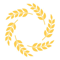  Wheat wreath circle frame. Bakery ear symbol. Vector illustration isolated on white.