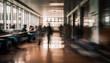 © Jeronimo Ramos - Blurry commuters rush through modern subway station generated by AI