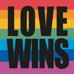 Wall Mural - Love wins. Vector illustration of the Pride parade. LGBT community rainbow