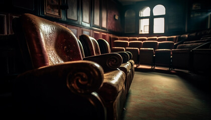 Sticker - Comfortable armchairs in empty theater, no performance generated by AI