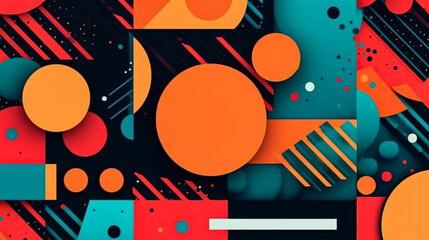 Wall Mural - abstract desktop wallpaper with a cool and dynamic design, combining geometric elements and a bold c