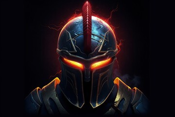 Sticker - Spartan warrior with divine armor, fantasy concept, digital illustration. Generative AI