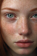 Young woman face closeup - generative AI, AI generated