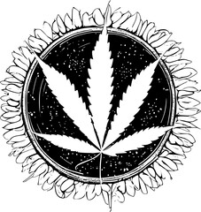 Sticker - vector illustration of cannabis leaf