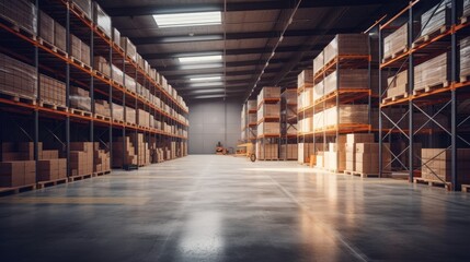 Warehouse or industry building interior. Generative AI