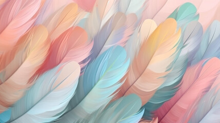 Canvas Print - colorful feather background with pastel color