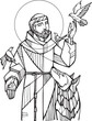 Hand drawn illustration of Saint Francis of Assisi..