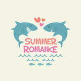 Fototapeta Pokój dzieciecy - Summer Romance Sharks In Love