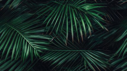 Wall Mural - Palm leaves, green tropical pattern, leaves in the tropics forest. generative ai, generative, ai