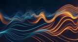 Waves of beautiful electric lines on dark background, generative ai
