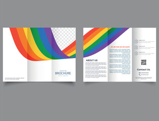 Wall Mural - Pride month trifold brochure template. Waves. lyer report template. design vector illustration. Modern trifold template.