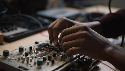 Sticker - Expert technician repairing computer equipment with skill generated by AI