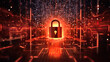 red cybersecurity lock secure reliability futuristic technology - by generative ai