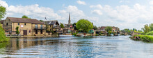 A Panorama View Down The River Great Ouse Approaching St Ives, Cambridgeshire In Summertime