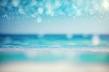 Sticker - Summer blue sea water abstract bokeh backdrop at the beach. Generative AI