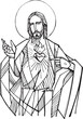 Hand drawn illustration of sacred heart in Jesus.
