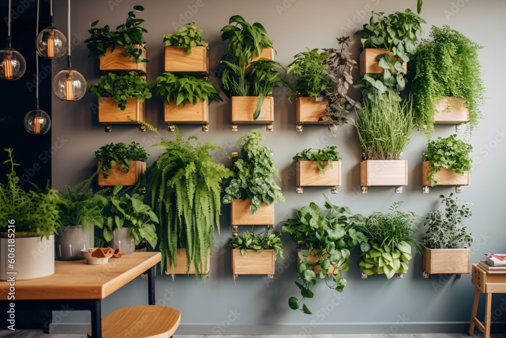 Picture of Vertical gardening in the apartment. Scandinavian interior style ...