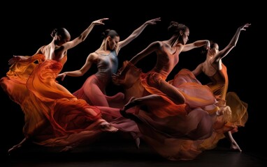 Canvas Print - A group of dancers in a dance pose. AI generative image.