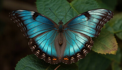 Poster - Vibrant butterfly wing displays beauty in nature generated by AI